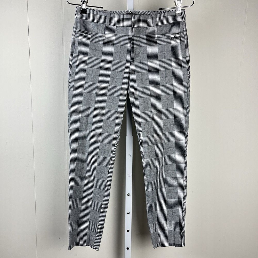 Banana‎ Republic Sloan Pants Womens Size 2 Black White Plaid Ankle